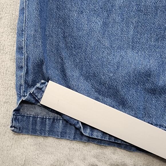 Vintage 90s Woman Within Pants Size 22W Pull On Crop Drawstring Chambray Pockets - Picture 2 of 12